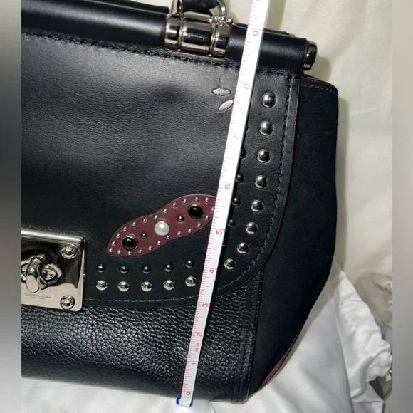Coach Drifter Grace Pebbled & Suede Leather Studded Framed Satchel NWOT HTF RARE - Picture 12 of 16